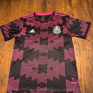 adidas Mexico National Team Soccer Jersey Black Pink Size L #19